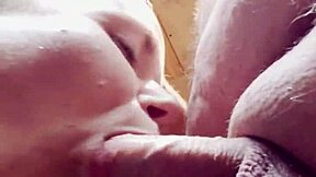 my wife sucks my husbands dick in the shop for cum in mouth and creampie