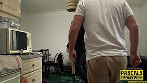 Skinny Bound Submissive Deep Throats Master with Intense Fingering