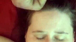 I watch as amateur gets her face covered in cum.