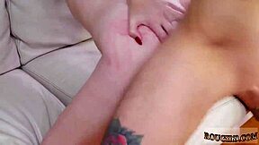 hey, first time anal bondage with toys on desk, self vibrator training, and assfucking.