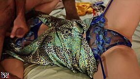 French Amateur Slut in Satin Lingerie Fucking