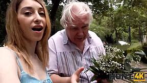 yo dude, old man grabs cash and watches stranger bang his hot gf!