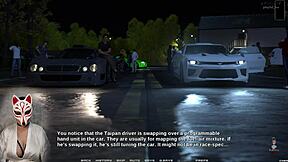 in the race of life ep 7, the anime hentai girl races while her boobs bounce wildly in the game