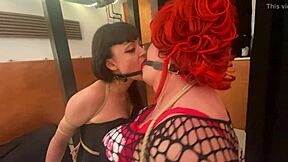 Mistress Gags Crossdressing Lesbian in Bondage Ropes