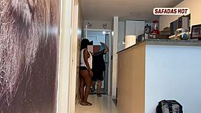 did the latina suck the water deliverer before he bent her over for doggystyle pov riding?