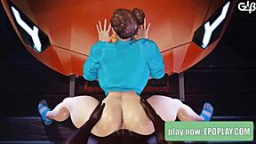 Chun-Li Bent Over Car Hood!