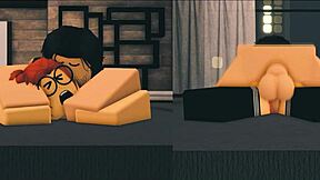 hey, roblox porn with nerdy ginger slut in bedroom action.