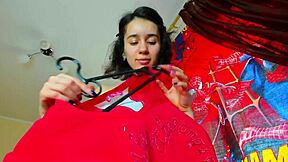 Mylaangel Wears Tight Clothes, Presses Her Tits Hard, Sucks Nipples