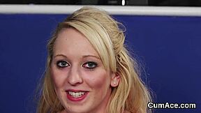 Sexy model contrasts innocence with cum-sucking frenzy.