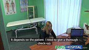 Skinny Blonde Patient in Fake Hospital Exam