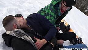 I joined three young twink snowboarders for bareback anal assfucking, blowjob, and kissing after the slope