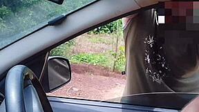 Naughty Bia exposes big pussy outdoors