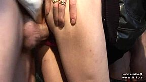 this horny french blonde slut gets hard anal and facials in wild 3some