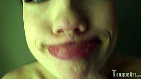 Felicity licks pussy with flexible tongue!