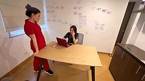 Colombian tattooed student kisses and fucks in office.