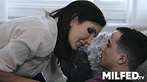 Milf teacher talks to her new youthful student in college