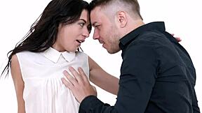 Roxy Sky Rides Cock Cowgirl Style, Gets Creampie From Gay Couple, Cum Dripping From Hairless Pussy