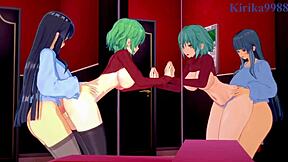 hikage and ikaruga intense lesbian play, futanari sex in senran kagura