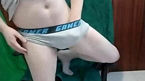 Gay Man Masturbates With Cock On Chair