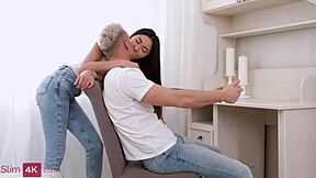 Exotic brunette teen tempts boyfriend into spontaneous lovemaking session.