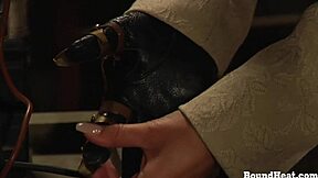 Adela the submissive lesbian slave is bound and chained obeying mistress's domination orders