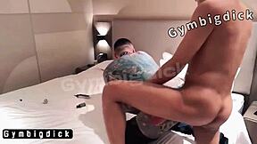 Handsome gay Asian couple enjoys amateur bareback anal fucking at home