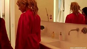 exotic lesbians share kisses and feelings together.