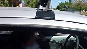 Latina cuckold masturbates stranger in car while husband films