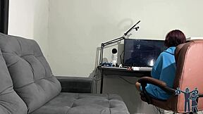 Caught jerking off with surprising reaction.