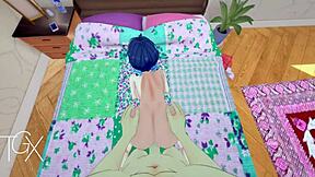 Mita in Anime Hentai Game: Sex Positions and Blowjob Action