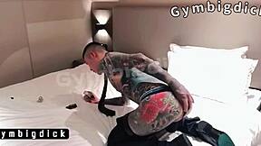 Handsome gay Asian couple enjoys amateur bareback anal fucking at home