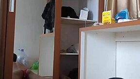 sexy gay wearing red cd and mask play anal