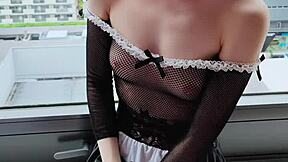 see-through maid cosplay photoshoot in japanese style