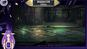 Sultry Inquisitor trainer in a world of Warhammer 40k