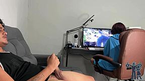 Caught jerking off with surprising reaction.