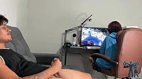 Caught jerking off with surprising reaction.