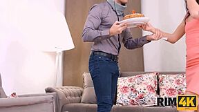 Slim Teen Gently Licks Man's Ass During Intimate Moment