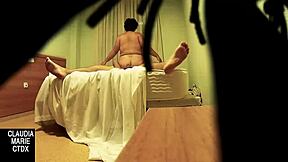 hidden cam catches fat couple in steamy oral action!