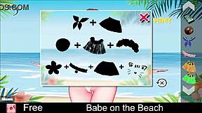 Babe plays erotic game on beach in anime hentai style