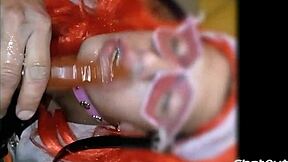 sissy mariona itzel lunatica sucks big dildos in personal blowjob