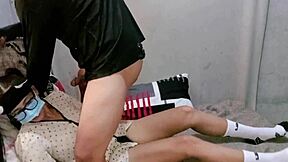 Before my birthday party my neighbor visits with ball licking blowjob