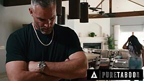 The pervert says, 'I'll save your reputation if you let me fuck your face roughly.'