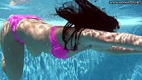 Jessica Lincoln in the pool in summer heat