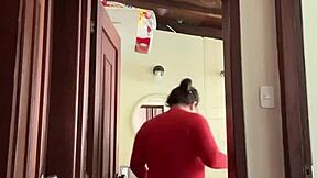 My neighbor is in the bathroom