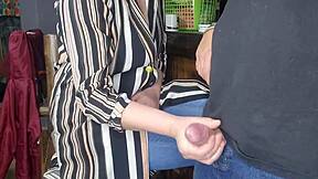 Stepmom jerks me off after work