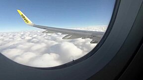 Public airplane blowjob with a hot brunette, so risky! 😳