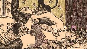 Vintage Erotic Illustration with Retro Sensual Charm