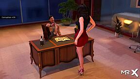 Is she teasing her boss by showing off her ass in fashion business episode 1 86?