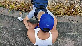 Damn! Found a guy smoking in the forest and gave him my ass!