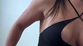 hot tanned babe gets cowgirl fuck and squirting with big tits close up 😍